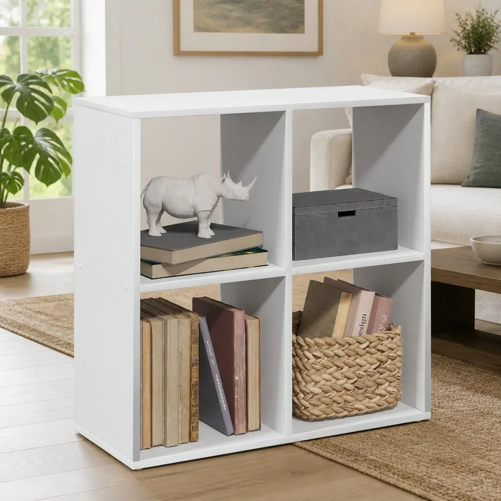 Room Divider Bookcase White 69.5x29x69.5 cm Cube Storage Shelving Unit Bookshelf