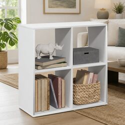 Geometric Design Room Divider Bookcase with 4 Compartments