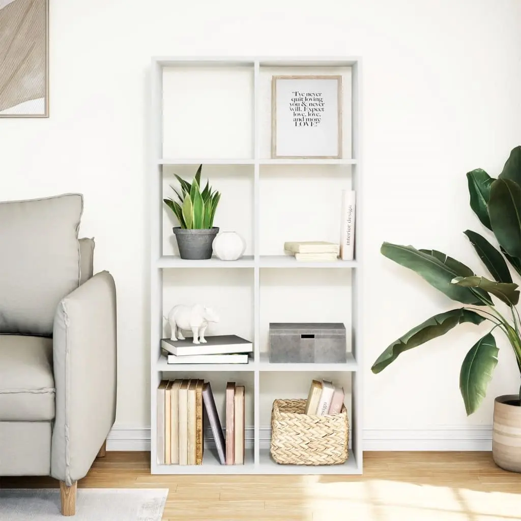 White Engineered Wood Room Divider Bookcase