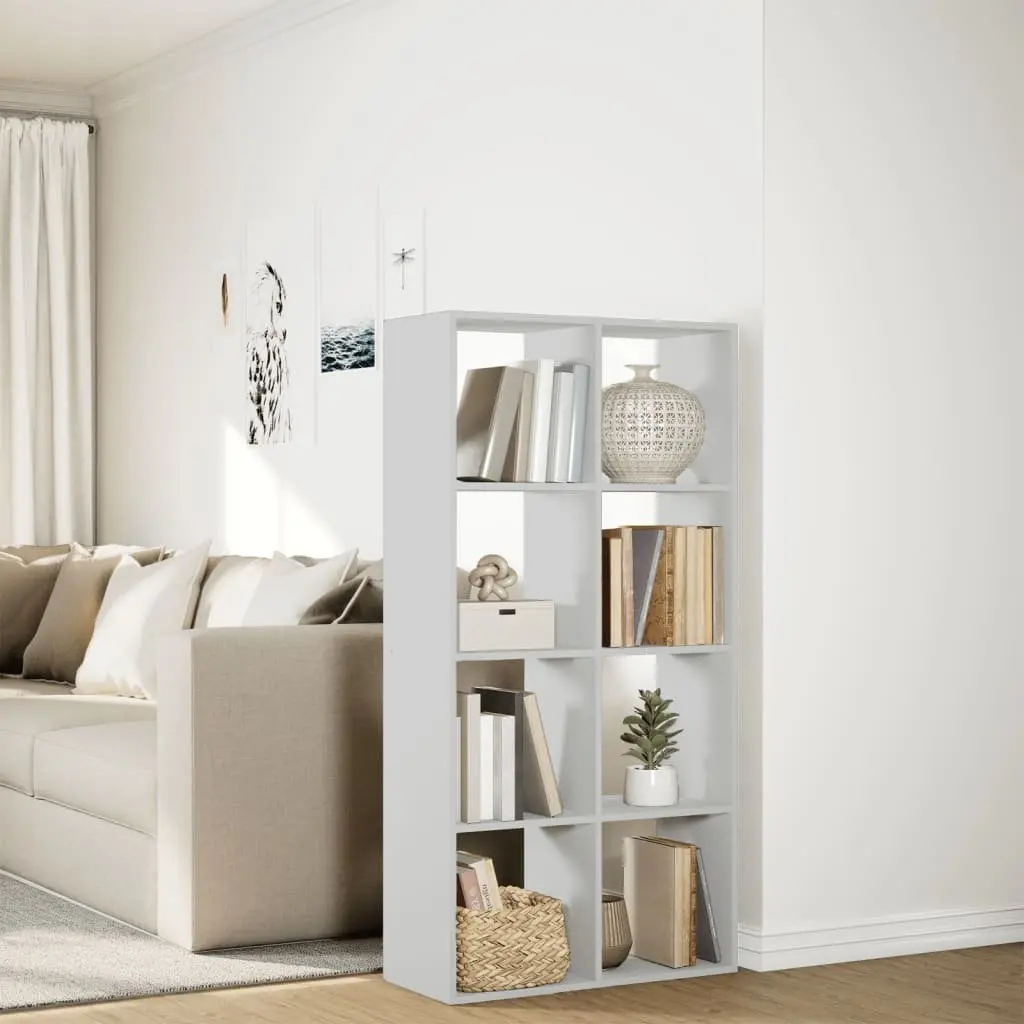 White Engineered Wood Room Divider Bookcase