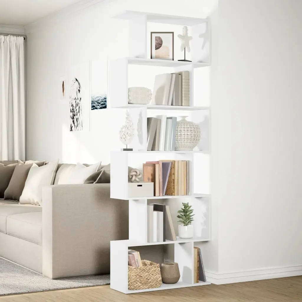 Room Divider Bookcase Engineered Wood 70x24x193 cm White