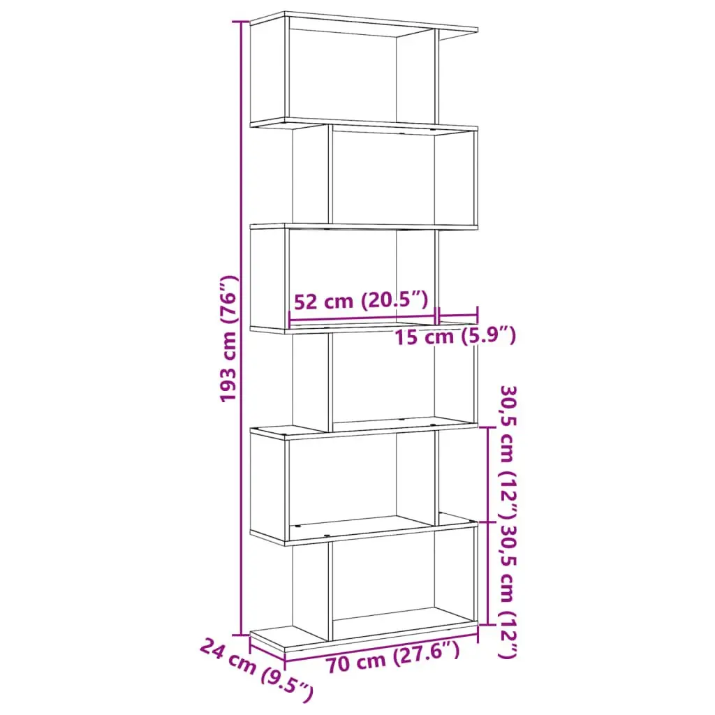 Room Divider Bookcase Engineered Wood 70x24x193 cm White