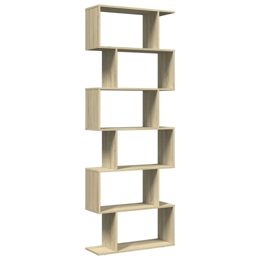6-Tier Brown Room Divider Bookcase with Ample Storage