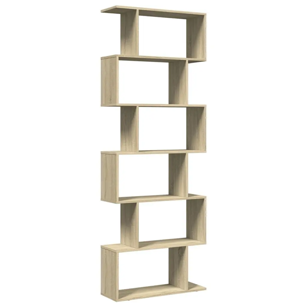 6-Tier Brown Room Divider Bookcase with Ample Storage
