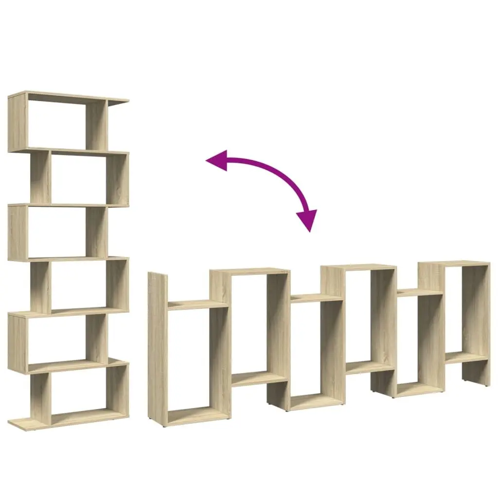 6-Tier Brown Room Divider Bookcase with Ample Storage