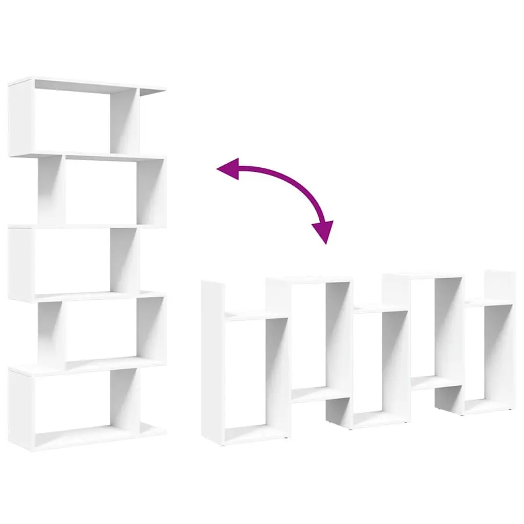 5-Tier Room Divider Bookcase in White
