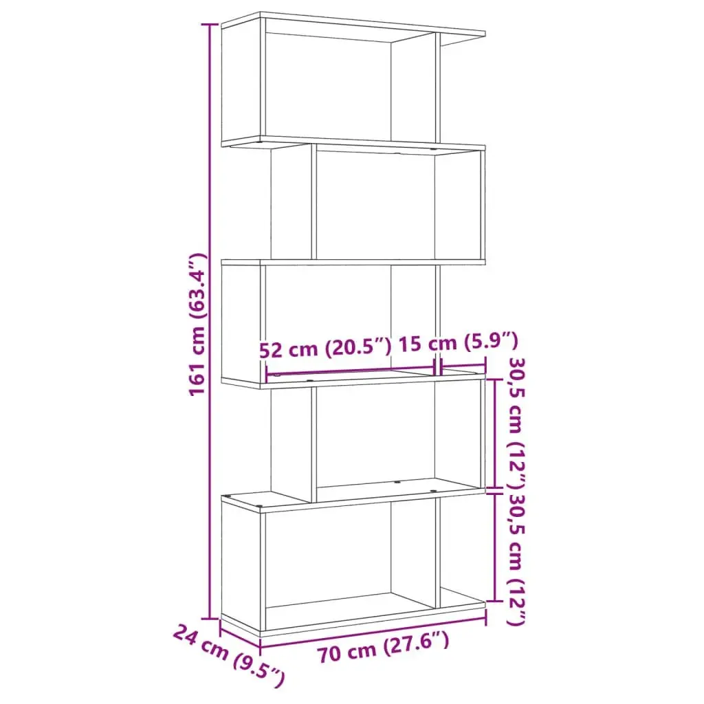 5-Tier Room Divider Bookcase in White