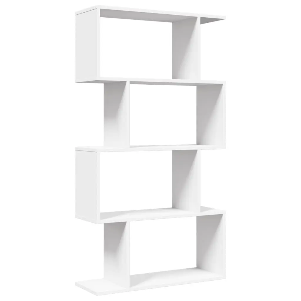 4-Tier White Engineered Wood Room Divider Bookcase