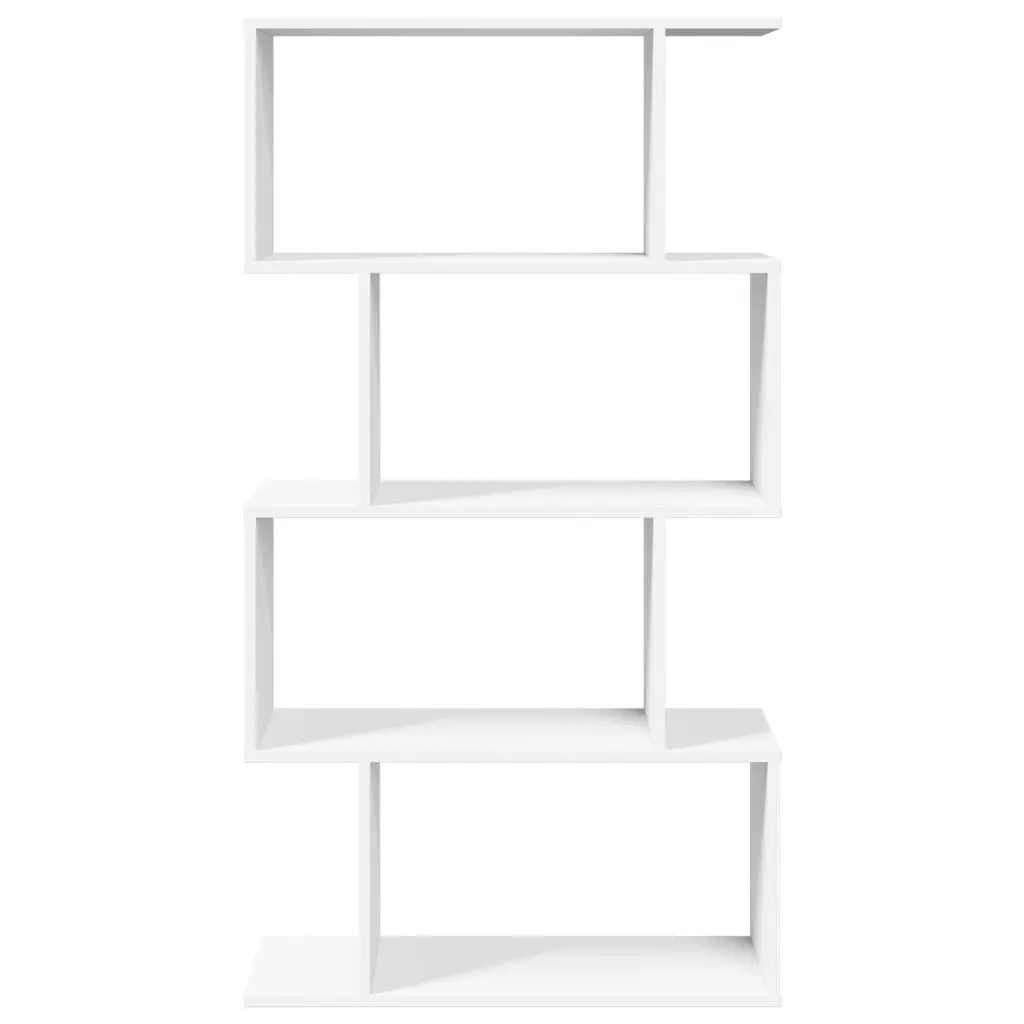 4-Tier White Engineered Wood Room Divider Bookcase