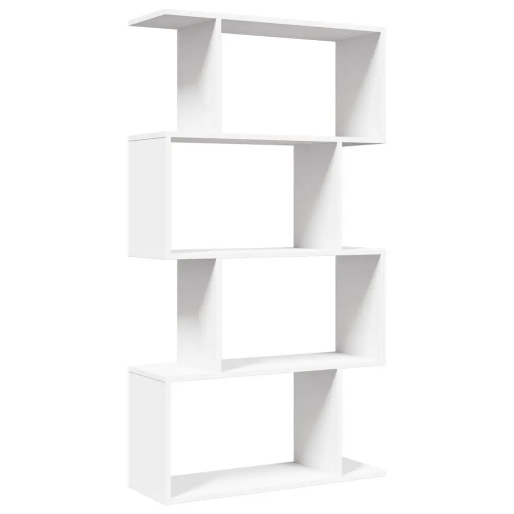 4-Tier White Engineered Wood Room Divider Bookcase