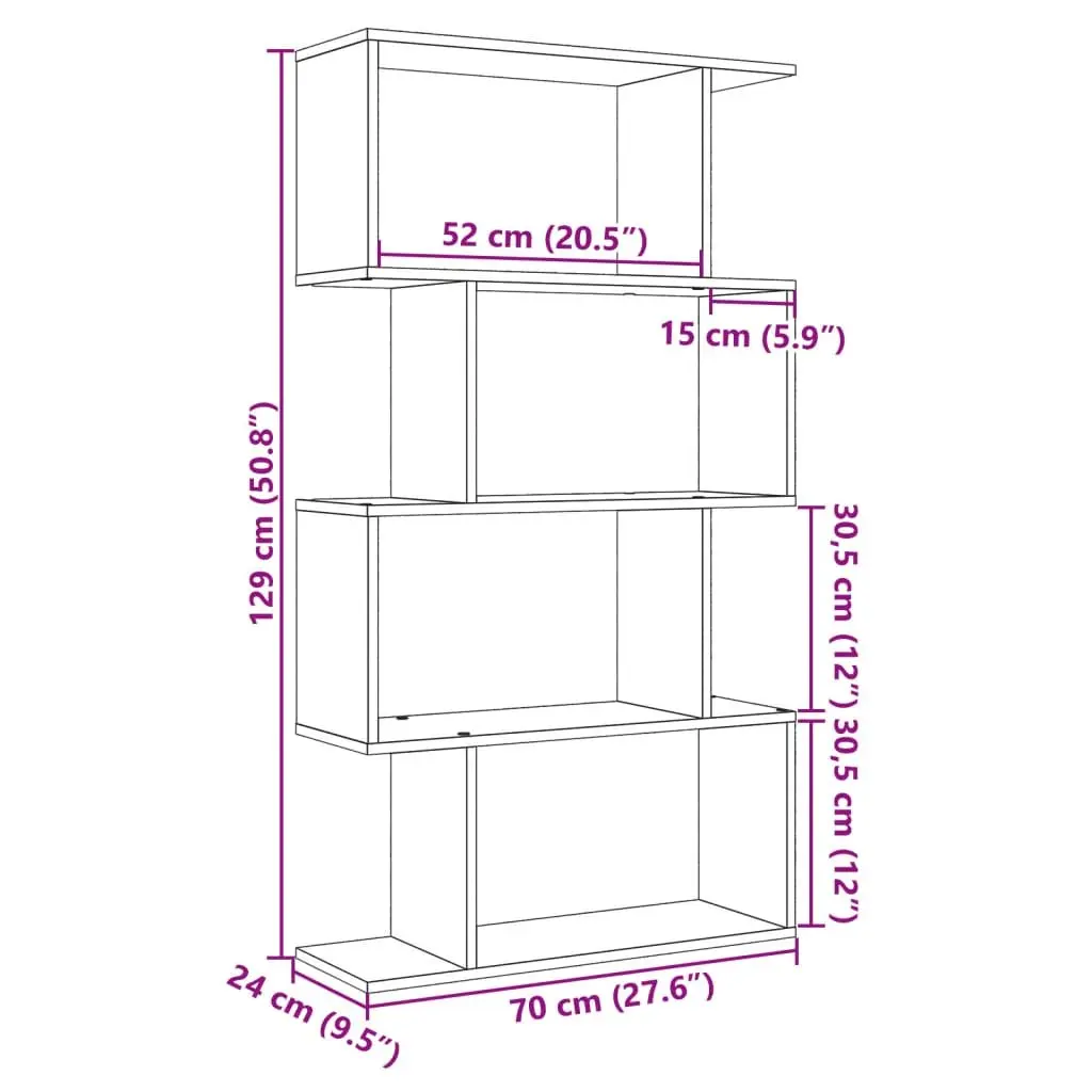 4-Tier White Engineered Wood Room Divider Bookcase