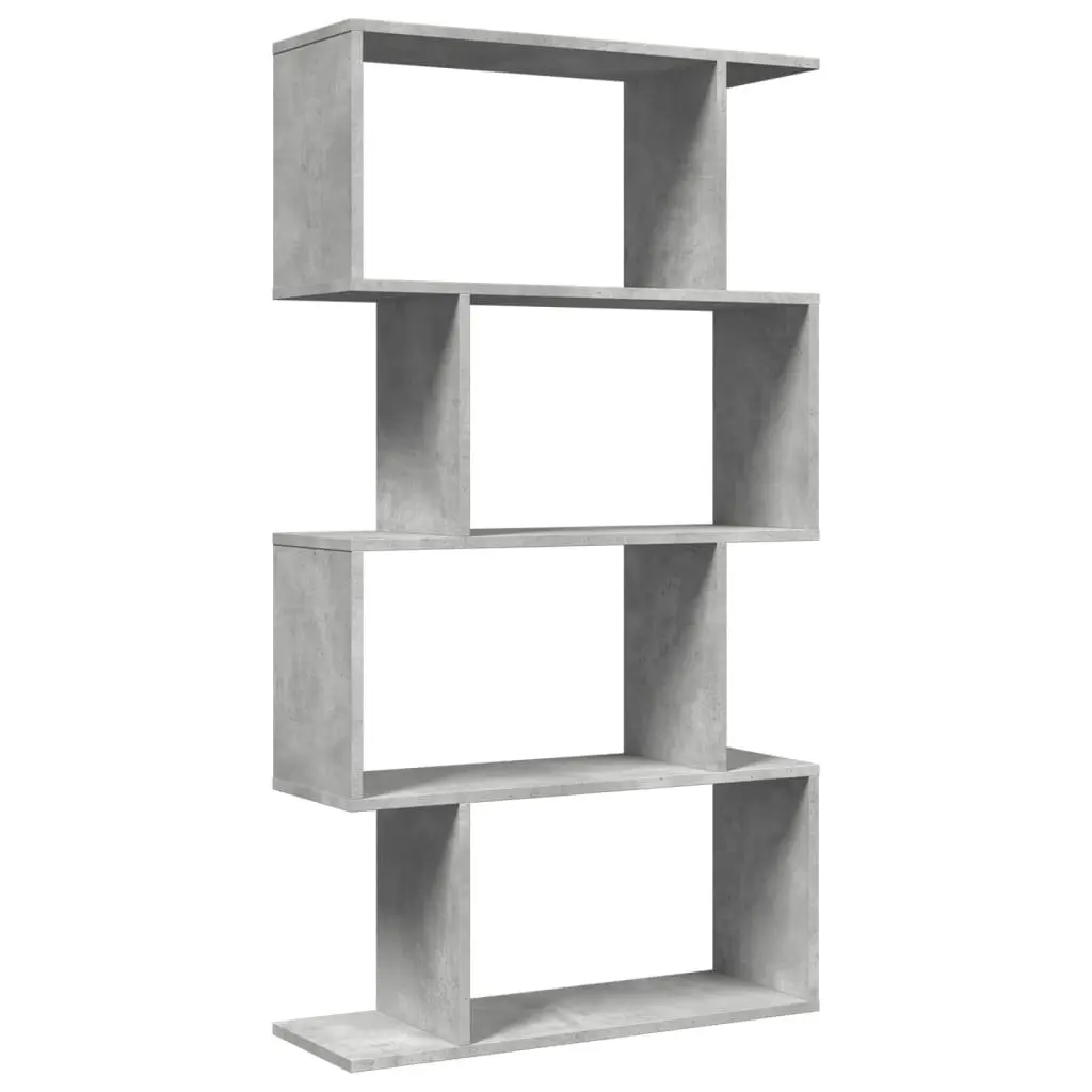Grey Engineered Wood 4-Tier Room Divider Bookcase