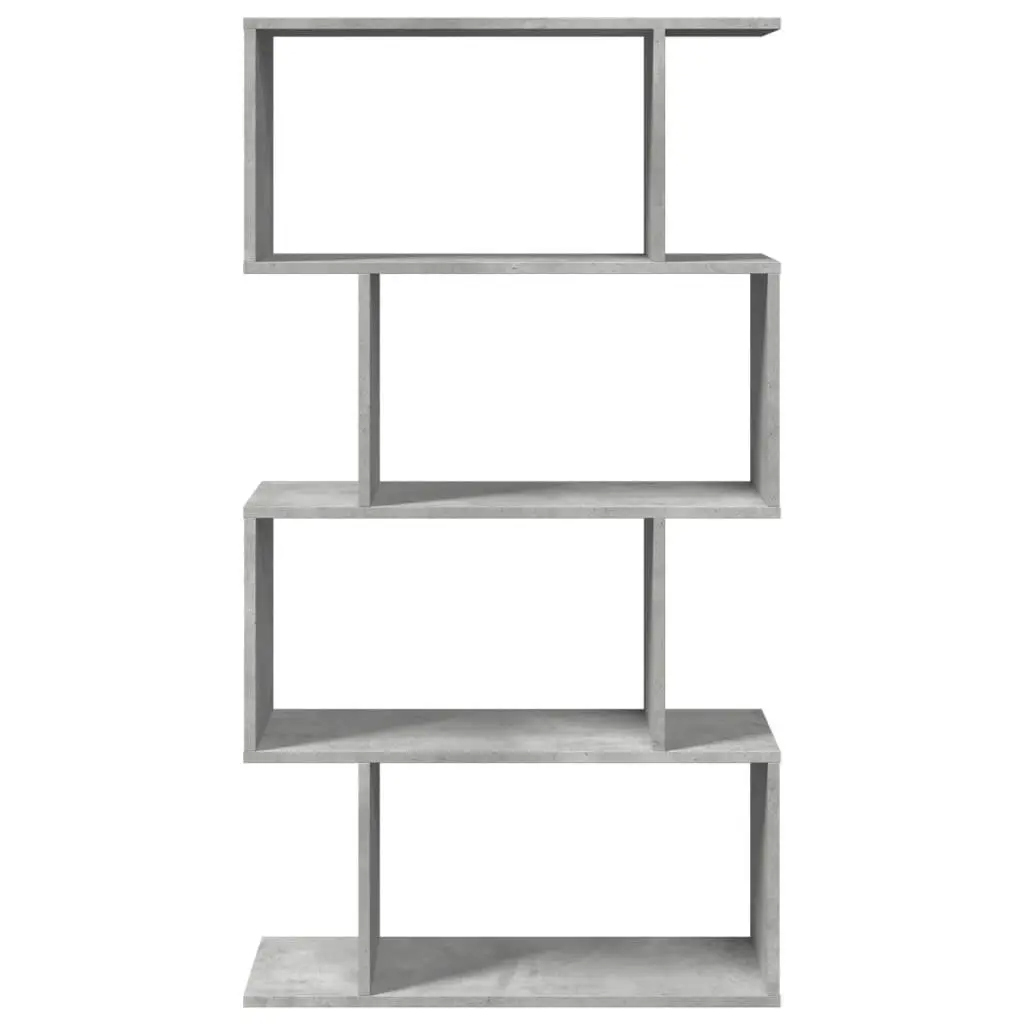 Grey Engineered Wood 4-Tier Room Divider Bookcase