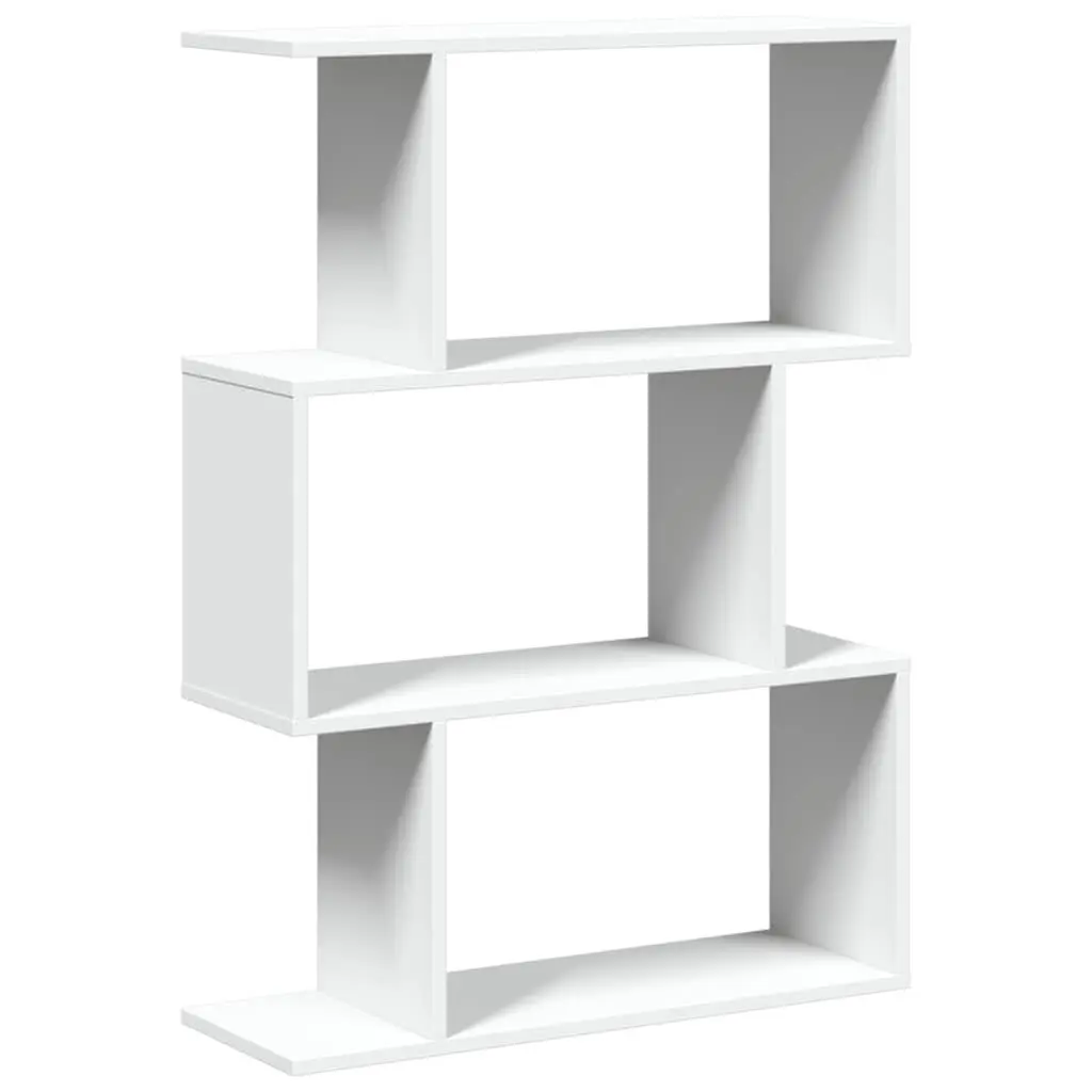 3-Tier White Engineered Wood Bookcase Room Divider