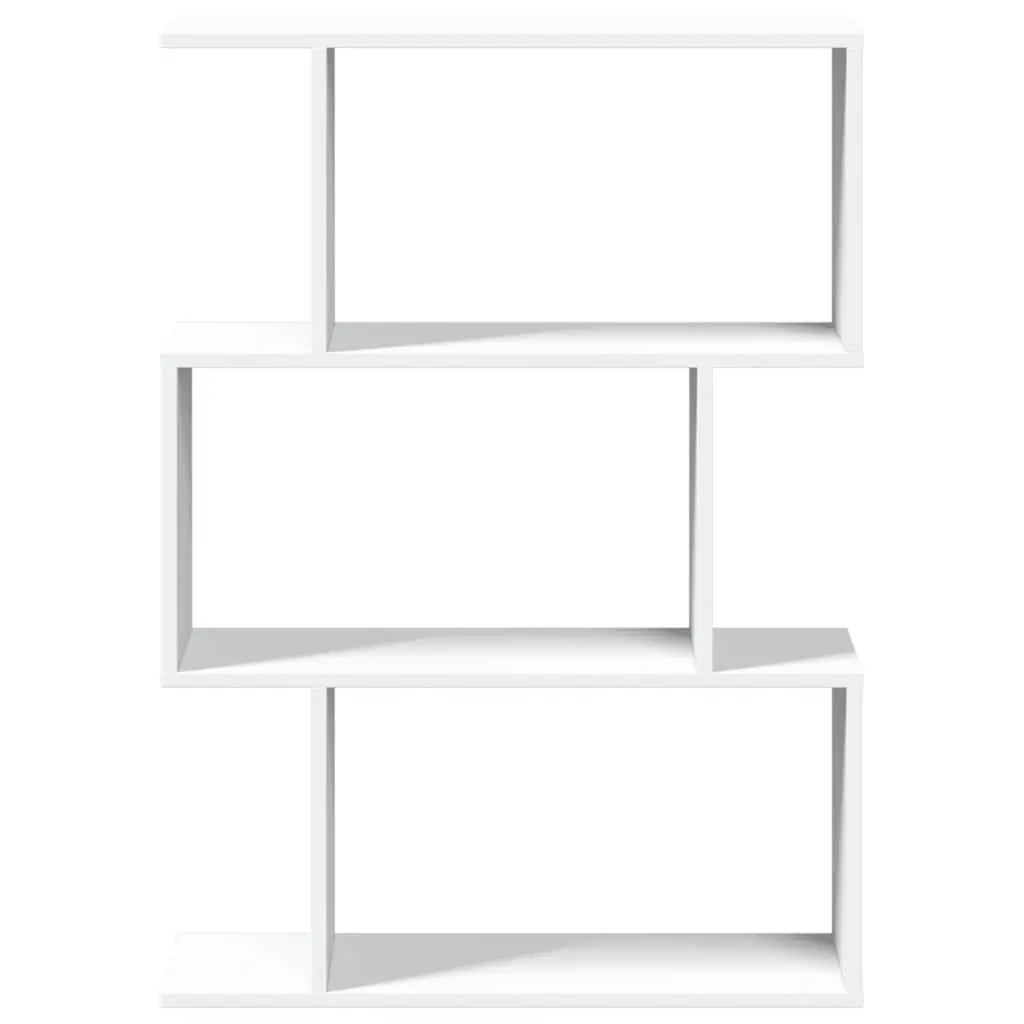 3-Tier White Engineered Wood Bookcase Room Divider