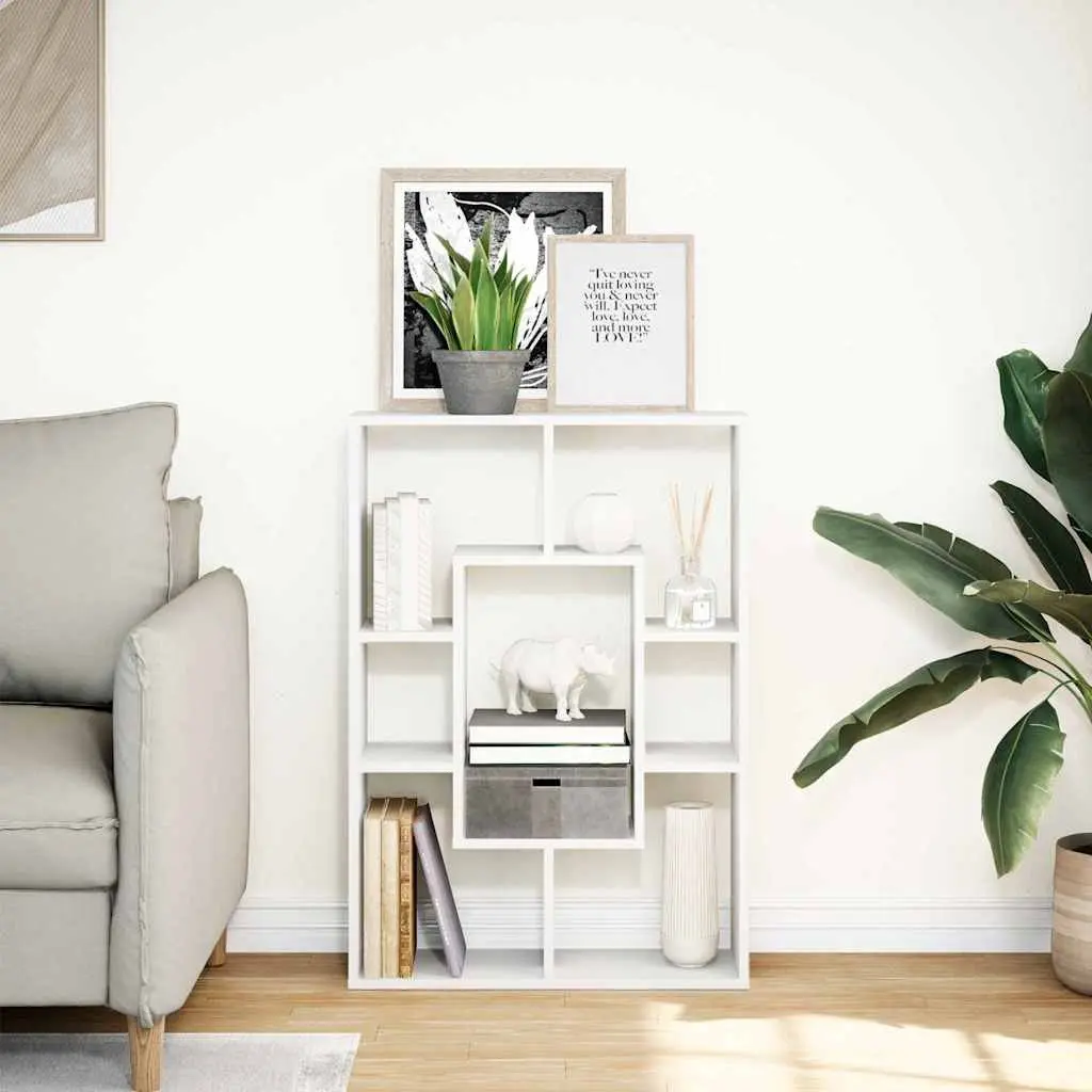 White Bookcase 63x20x90 cm Engineered Wood Unit