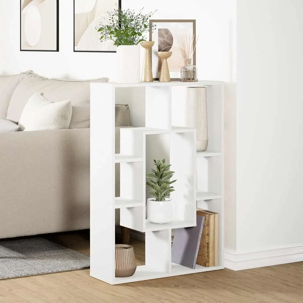 White Bookcase 63x20x90 cm Engineered Wood Unit