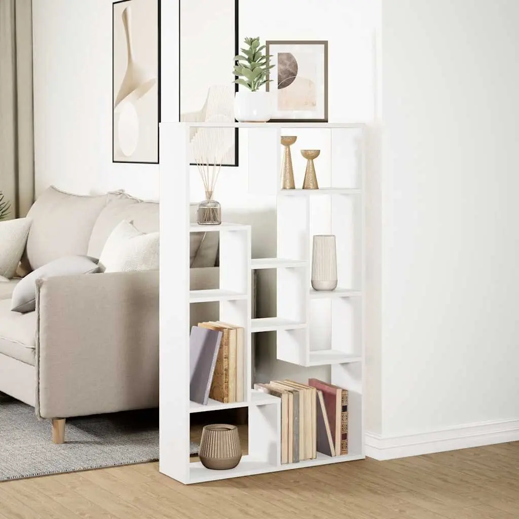 Bookcase White 72x20x120.5 cm Engineered Wood Shelving Unit Storage Display