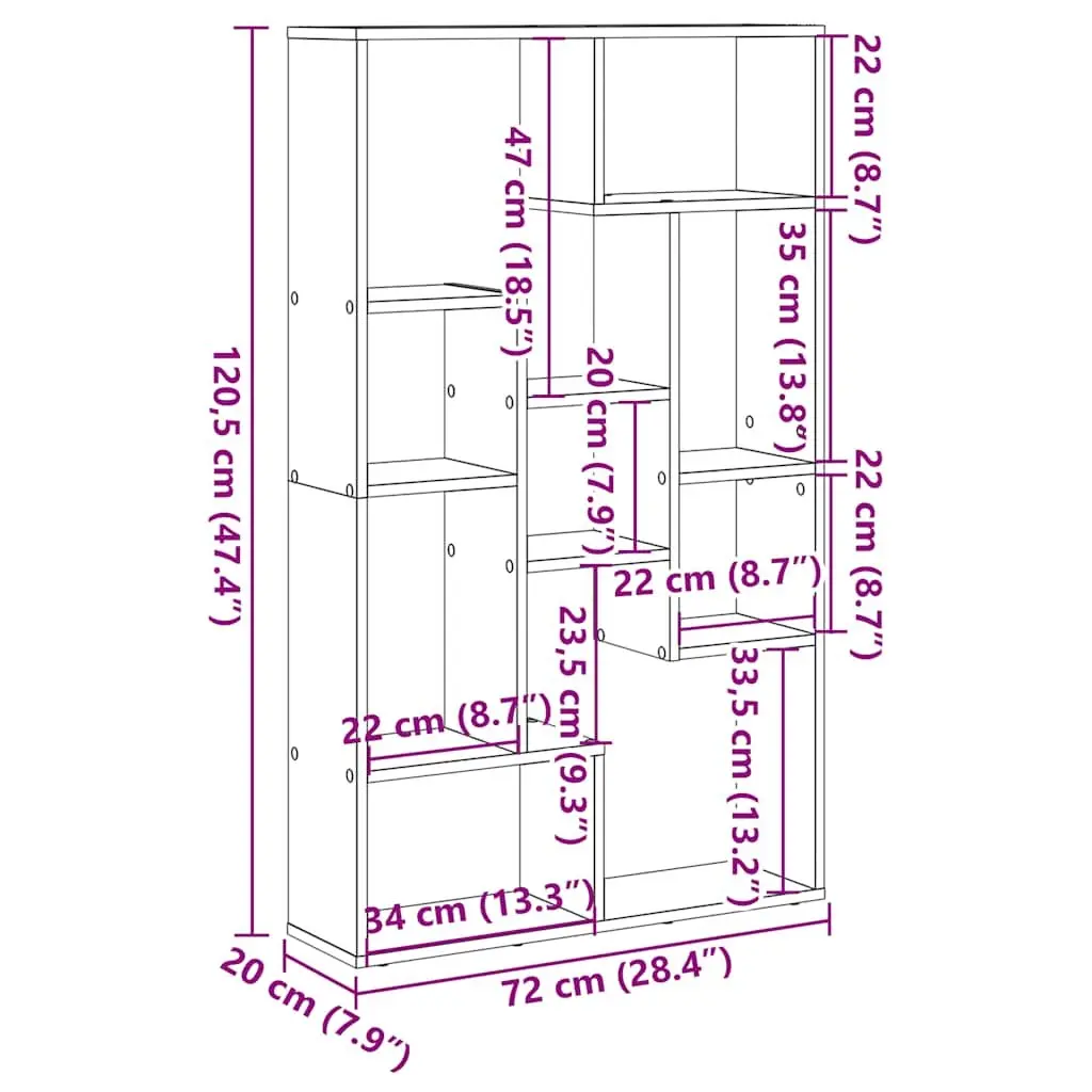 Bookcase White 72x20x120.5 cm Engineered Wood Shelving Unit Storage Display