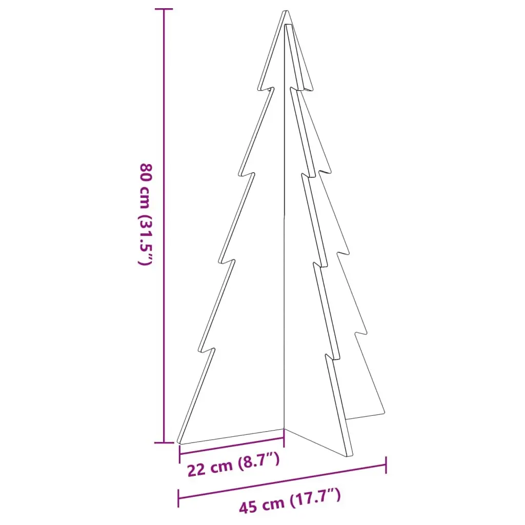 Rustic 80cm Wooden Christmas Tree Decoration in Pine