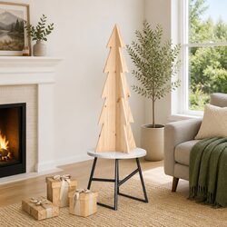 Wooden Christmas Tree Decoration 112cm Rustic Natural Pine Holiday Home Decor