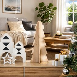 49cm Natural Pine Wooden Christmas Tree Decoration