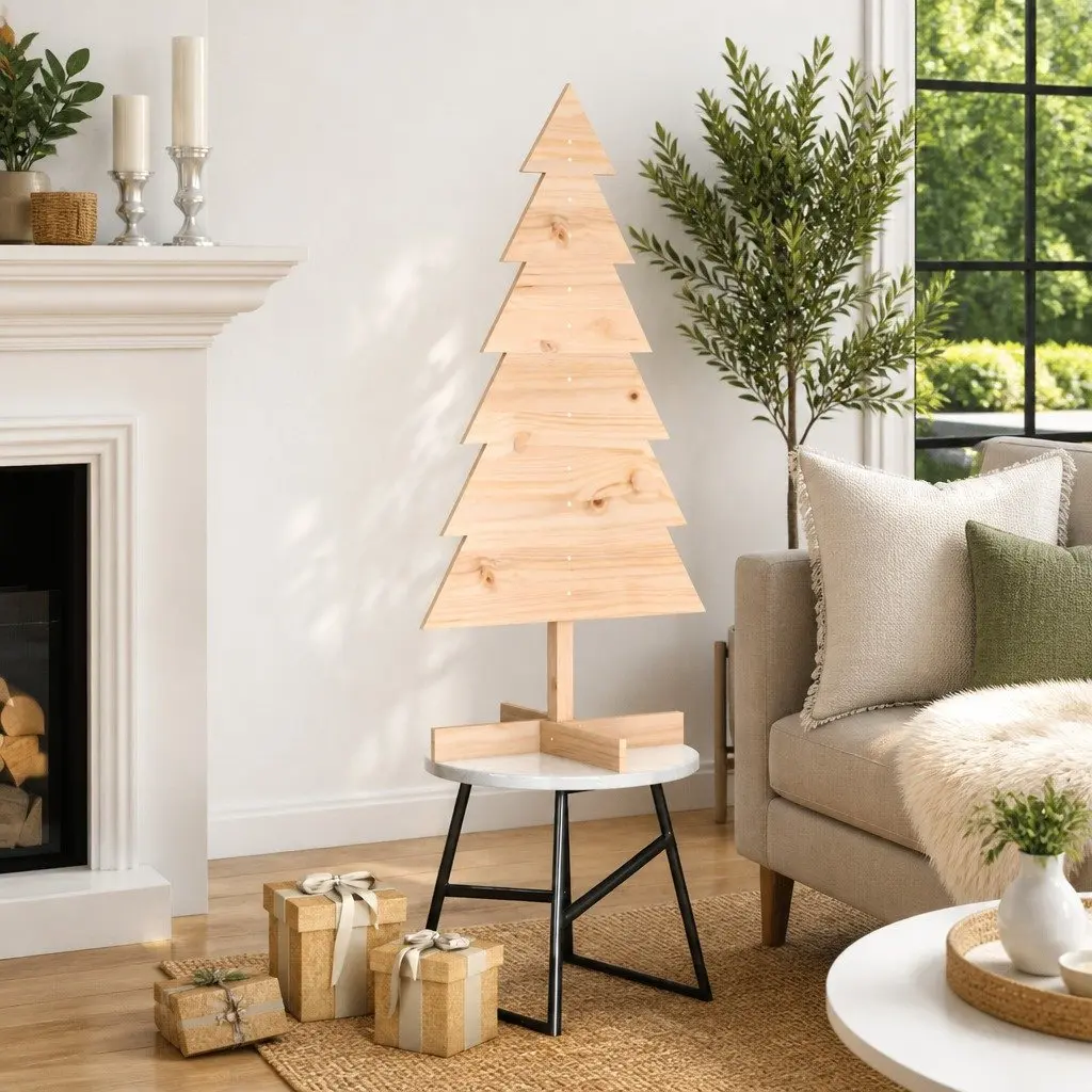 Solid Pine Wooden Christmas Tree Decoration 120cm