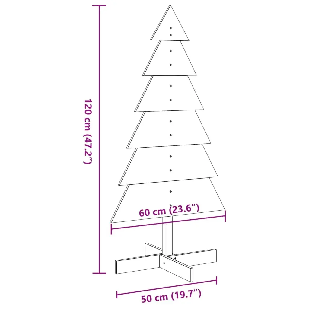 Solid Pine Wooden Christmas Tree Decoration 120cm
