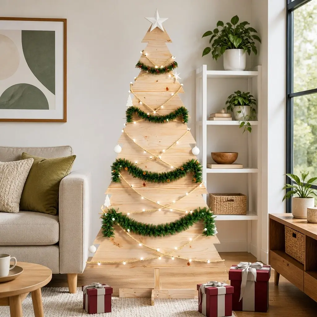 180cm Wooden Christmas Tree with Natural Pine Finish