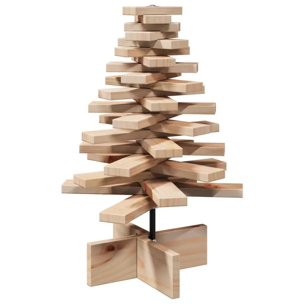 Wooden Christmas Tree Decoration Solid Wood Pine 60cm Brown