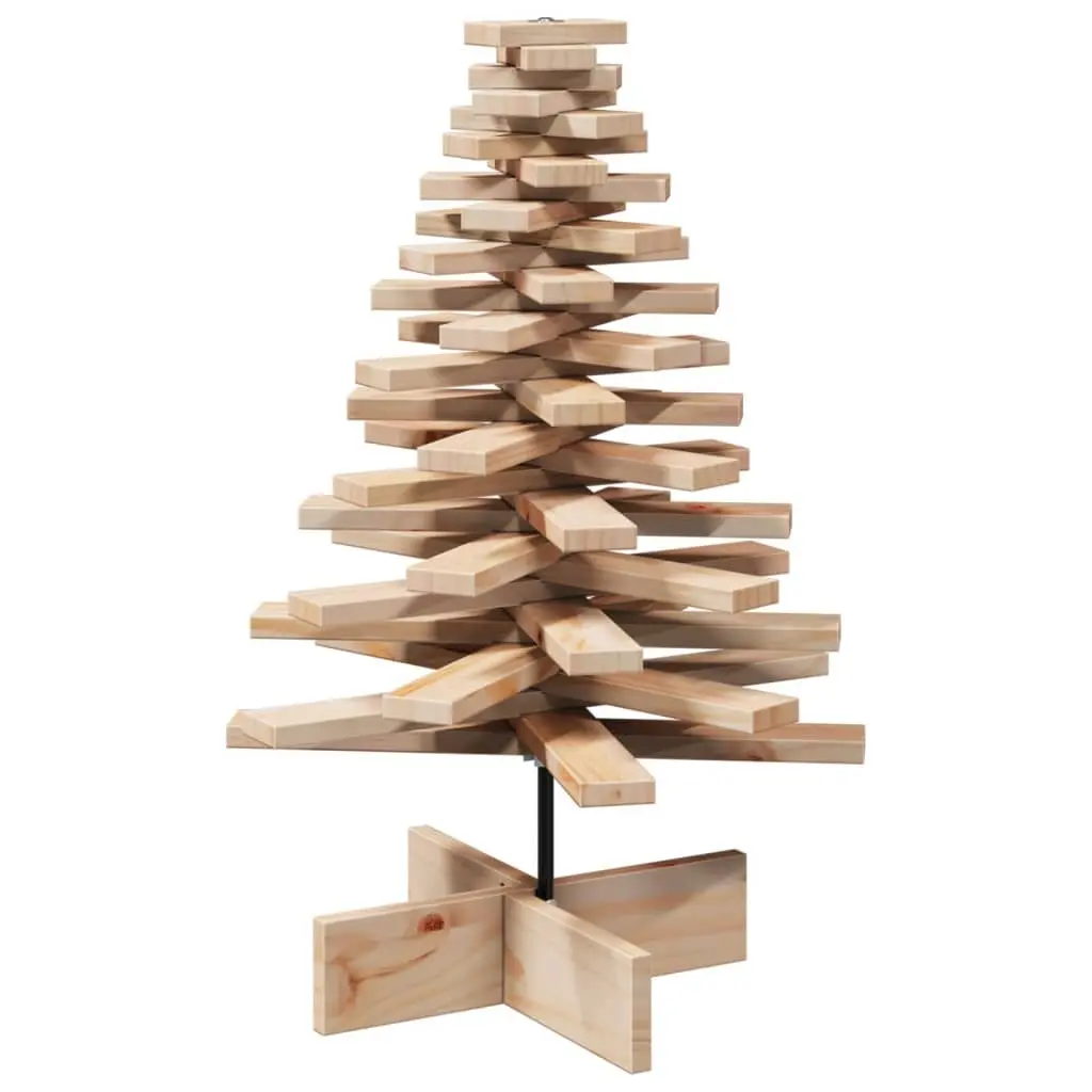 Wooden Christmas Tree Decoration Solid Pine 80cm Brown