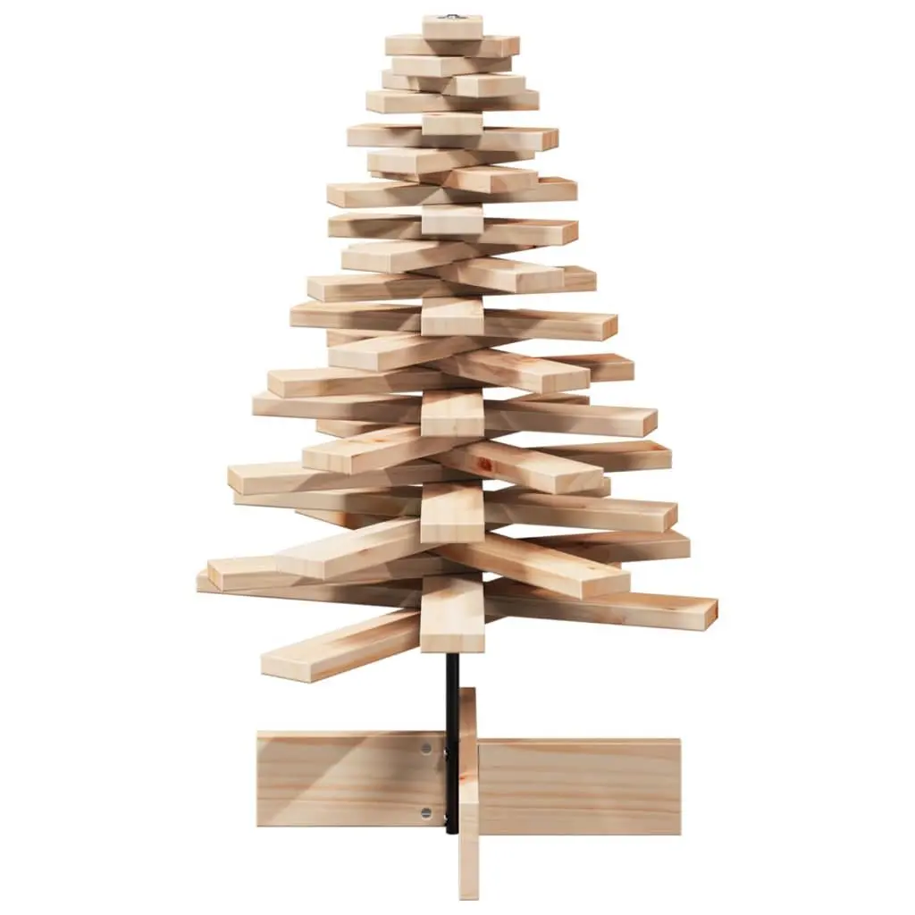 Wooden Christmas Tree Decoration Solid Pine 80cm Brown