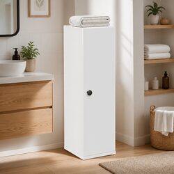 Sturdy White Bathroom Cabinet with Roll Holder