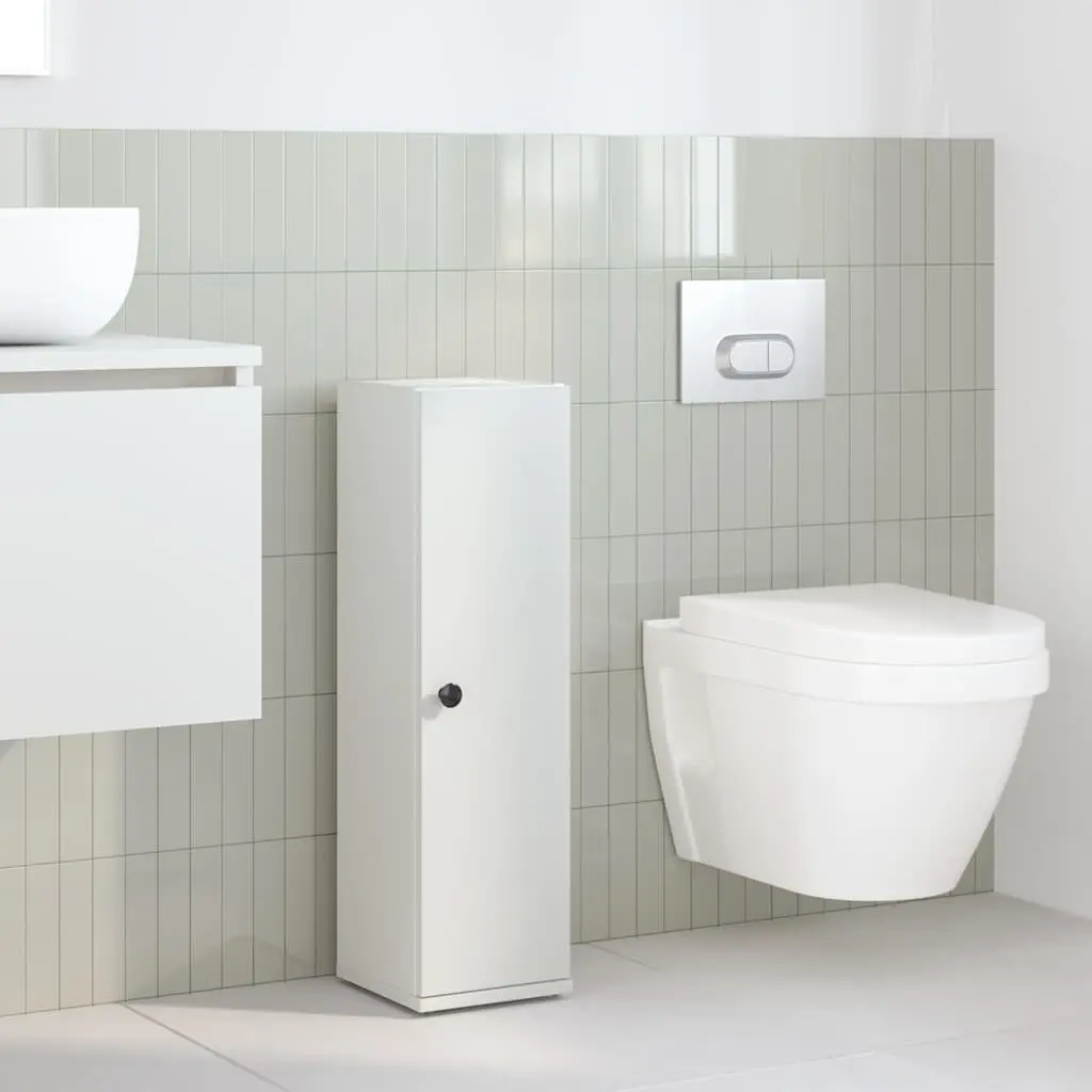 White Bathroom Cabinet with Roll Holder