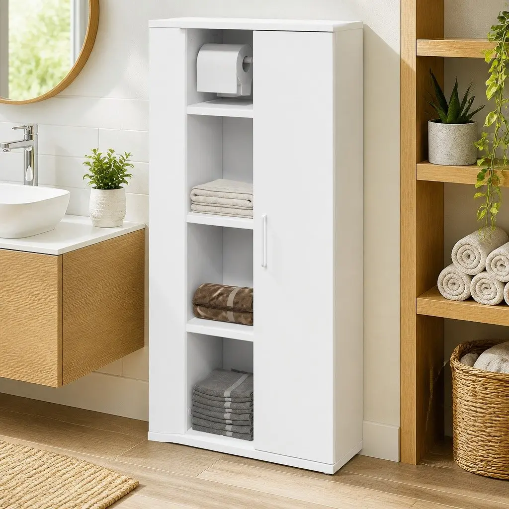 Bathroom Cabinet Engineered Wood 39x22x90cm White