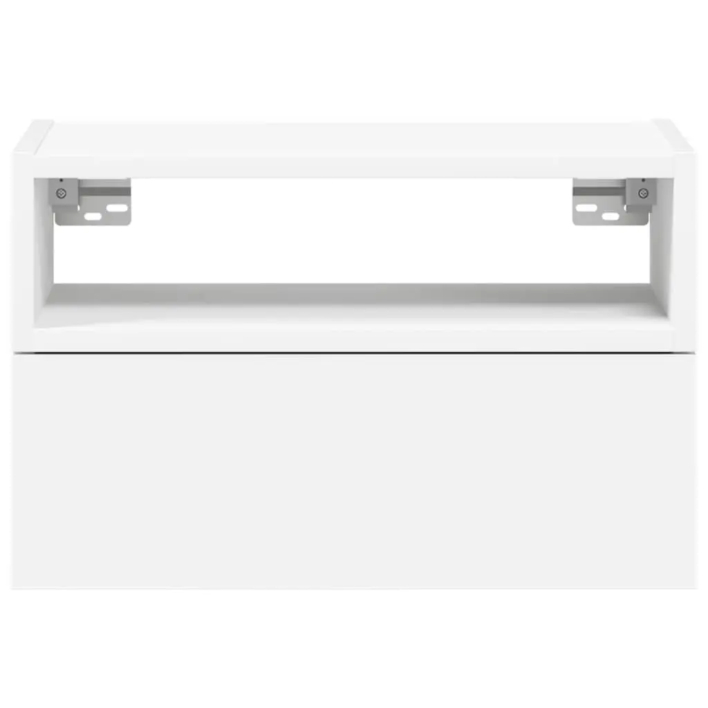 Bedside Cabinet Engineered Wood Wall-mounted White Storage Drawer Nightstand