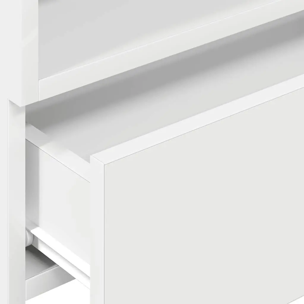 Bedside Cabinet Engineered Wood Wall-mounted White Storage Drawer Nightstand