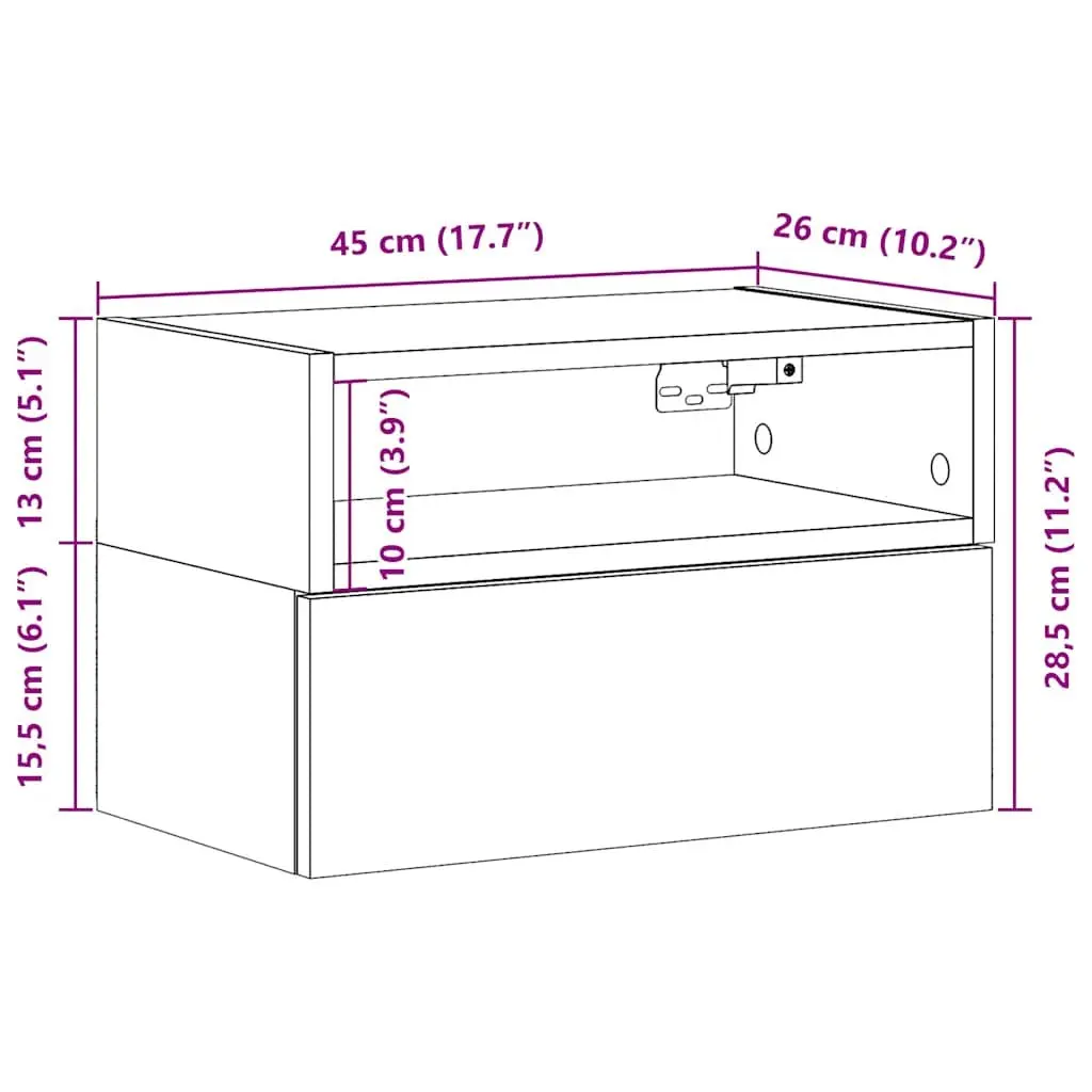 Bedside Cabinet Engineered Wood Wall-mounted White Storage Drawer Nightstand