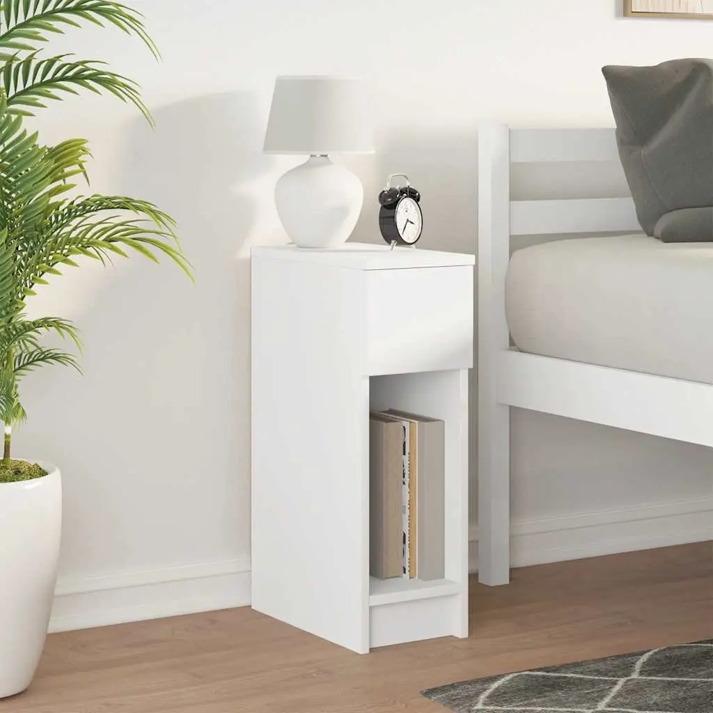 White Bedside Cabinet with Drawer for Storage