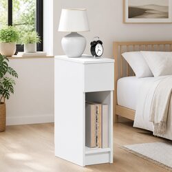 White Bedside Cabinet with Drawer - 2 Pcs for Storage
