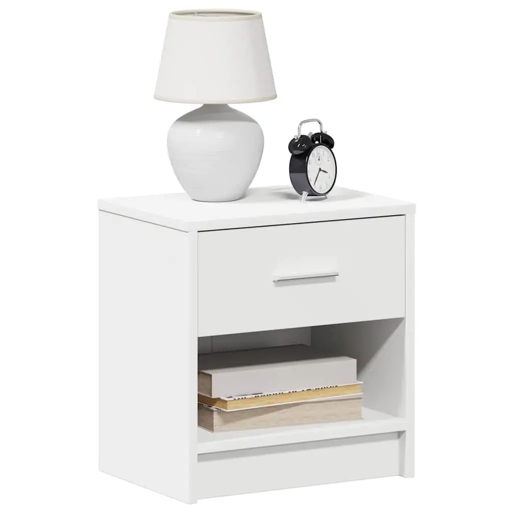 White Bedside Cabinet with Drawer for Bedroom Storage