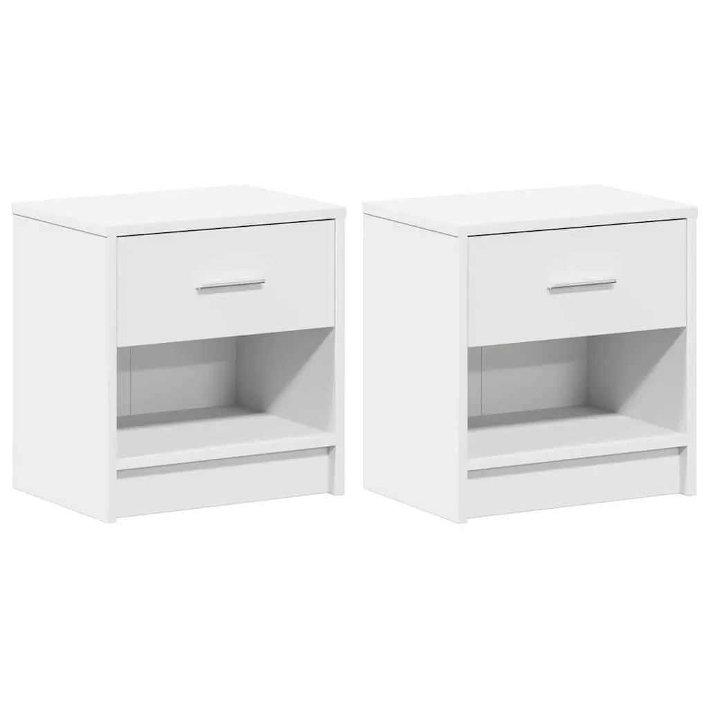 Black Bedside Cabinets 2-Piece Set with Drawer