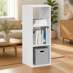 White Stackable Bookcase Storage Cabinet Shelving Unit Engineered Wood