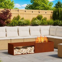 Rectangular Outdoor Fire Pit 160cm Industrial Patio Heater Garden Fireplace