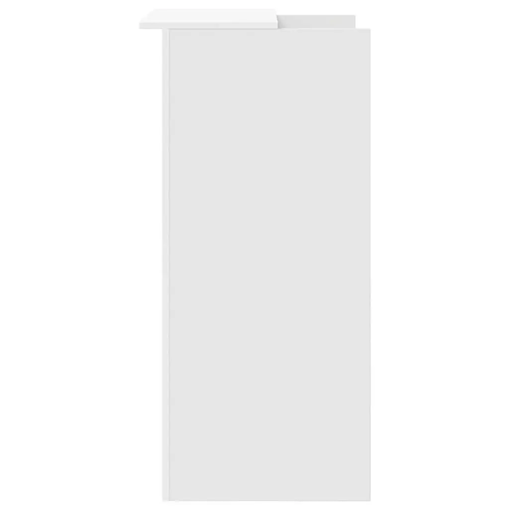 White Engineered Wood Reception Desk with Storage