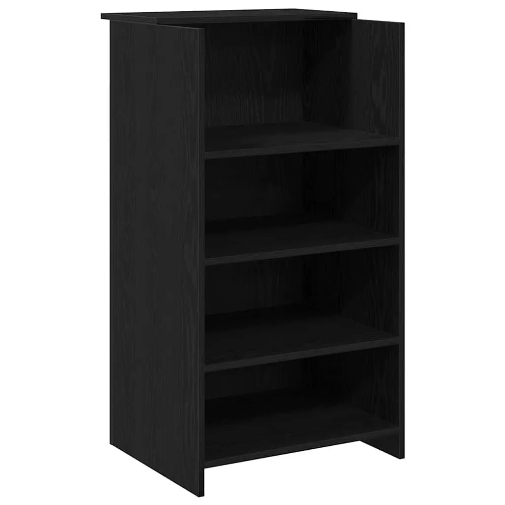 Black Reception Desk with Counter and Storage