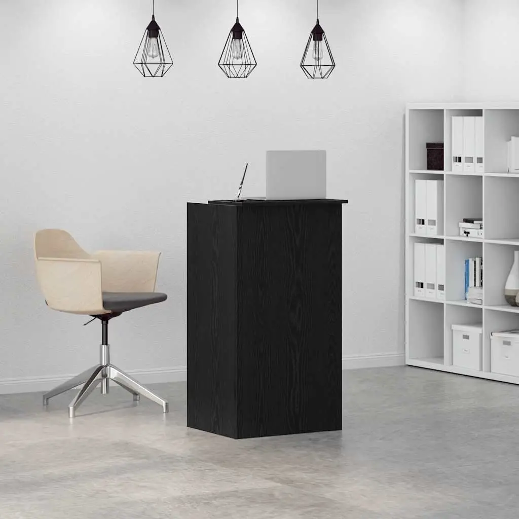 Black Reception Desk with Counter and Storage