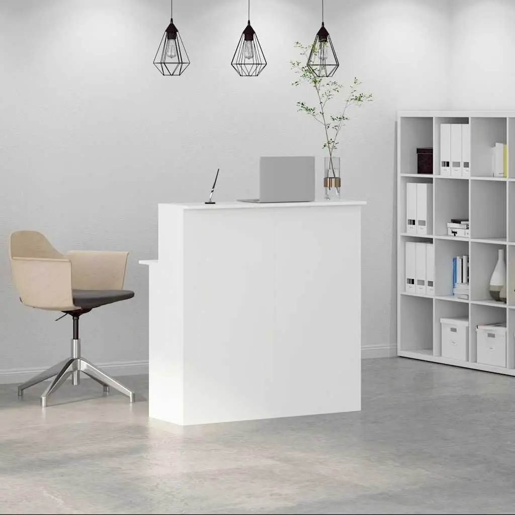 Reception Desk White 100x50x103.5 cm Office Counter Engineered Wood Built-in