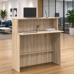 Sonoma Oak Brown Engineered Wood Reception Desk