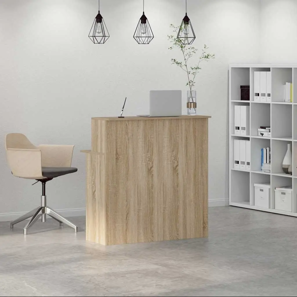 Sonoma Oak Brown Engineered Wood Reception Desk
